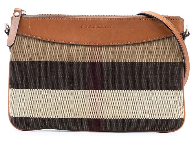 Burberry Brown Mega Check Canvas Peyton Umhängetasche