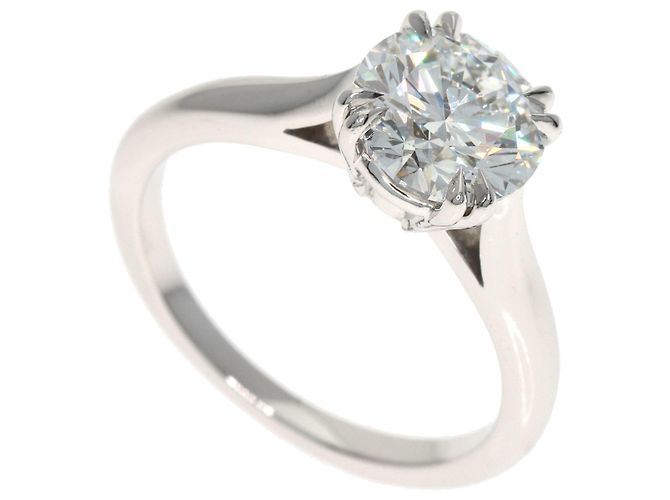 Harry Winston Runde Solitär E-VS1-EX Platinring Silber