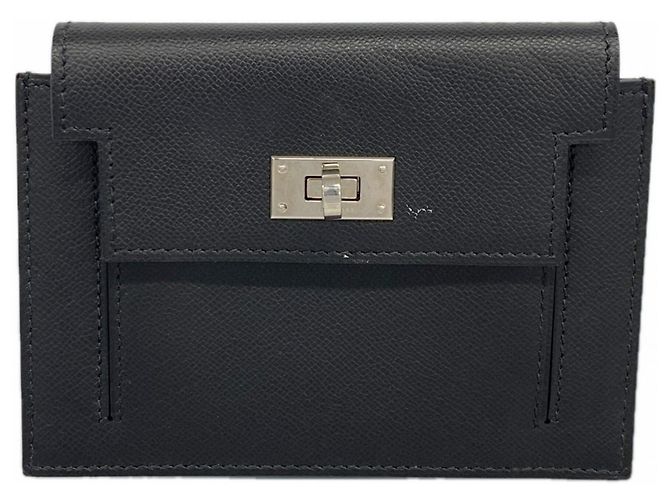 Billetera compacta Kelly de Hermès / Estuche para monedas Negro