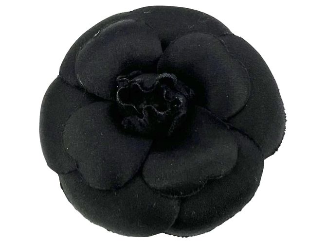 Vintage Stoffbrosche Chanel Camelia Schwarz
