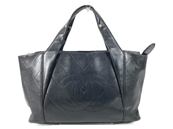 Timeless Borsa tote Chanel CC Logo Coco Mark V-Stitch Nero