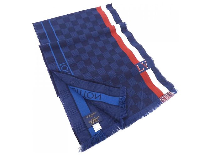 Louis Vuitton Echarpe Message Scarf Brown Red Navy blue