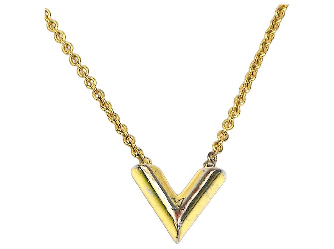Louis Vuitton Essential V Metallgold-Halskette Golden