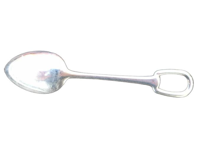 Hermès silver-plated dessert spoon with a box Silver hardware