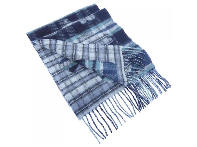 Cashmere-Schal von Hermès Braun Grün Marineblau