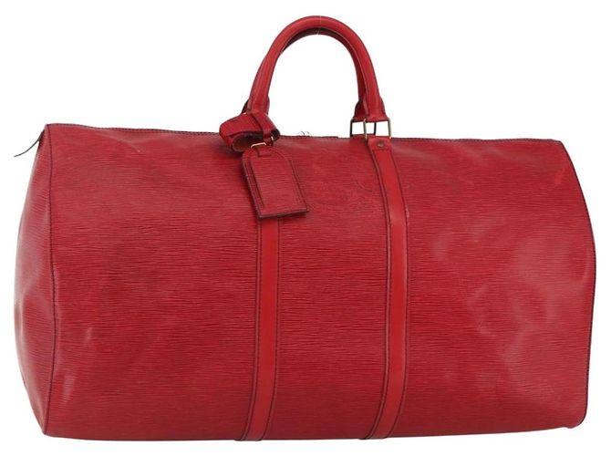 LOUIS VUITTON Epi Keepall 55 Bolsa Boston Roja M42957 LV Auth 173121