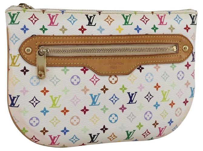 LOUIS VUITTON Monogram Multicolor Pochette GM Pouch White M60027 Auth YKZ490A