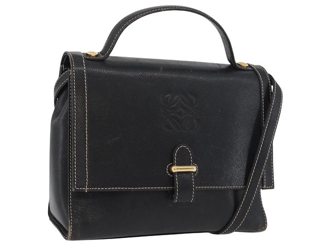 Borsa Anagram in pelle LOEWE 2 in 1 Nera Oro Auth ARZ441 Nero D'oro