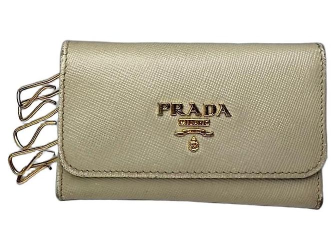 Vintage Prada Leather Card / Key Holder White