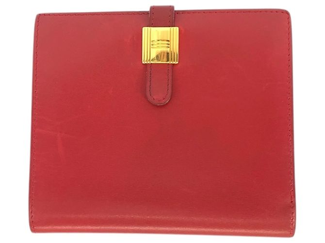 Hermès HERMES Saumur Red Leather Folding Wallet