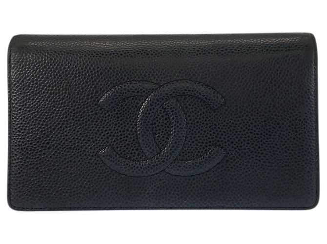 Chanel Coco Mark Black Leather Wallet