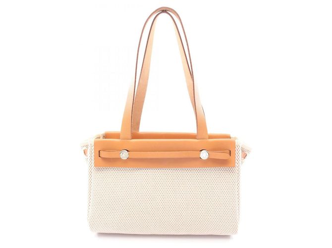 Bolsa Tote Herbag Cabas PM da Hermès Marrom Bege Cru