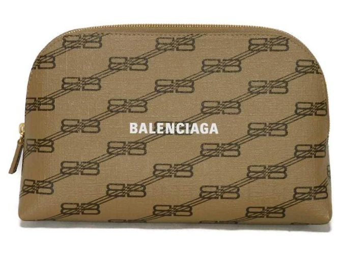 Borsa Clutch Monogramma BB Balenciaga Marrone Beige