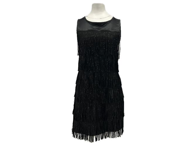 Karl Lagerfeld Kleid mit Fransen Schwarz