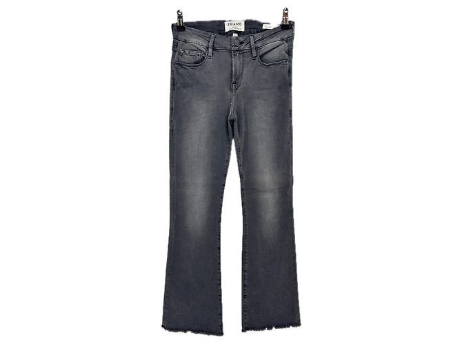 Frame Denim Jeans Dunkelgrau Distressed