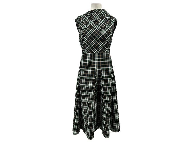Zara Langes grünes Tartan-Kleid