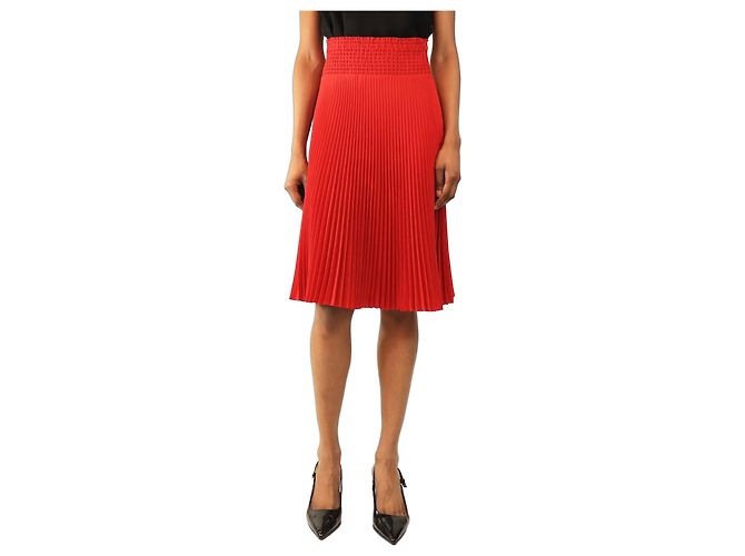 Prada Rote plissierte Midirock - Größe UK 8