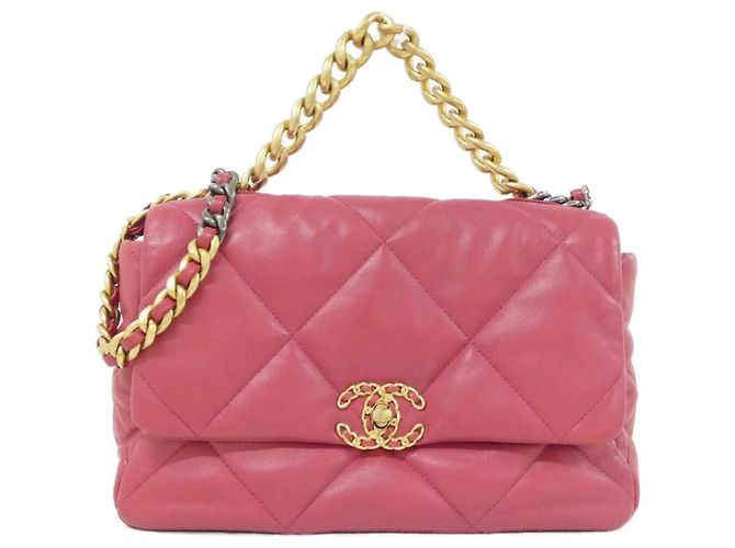 Bolsa de Ombro Chanel 19 Rosa