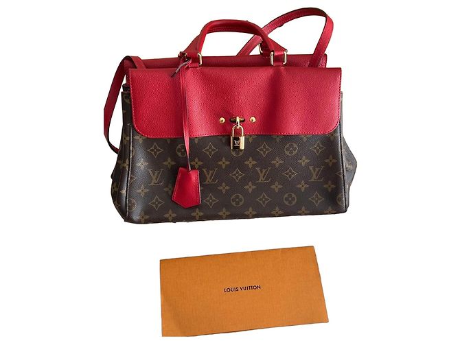 Bolsa Louis Vuitton em couro Monogram e couro texturizado vermelho Marrom