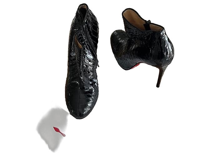 Christian Louboutin Black python leather Louboutin ankle boots