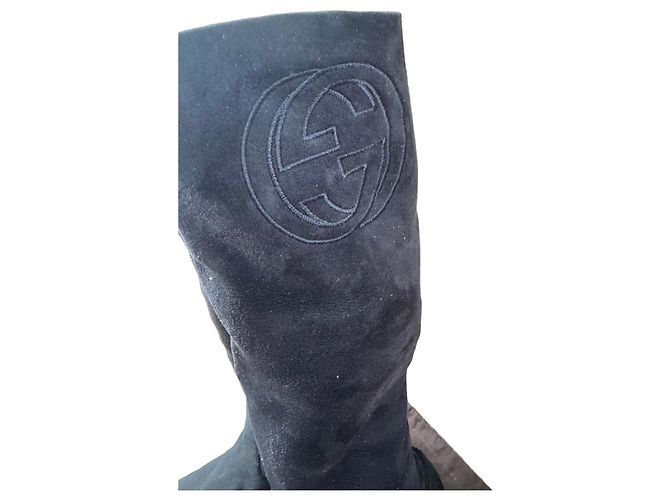 Botas altas de camurça preta Gucci Preto