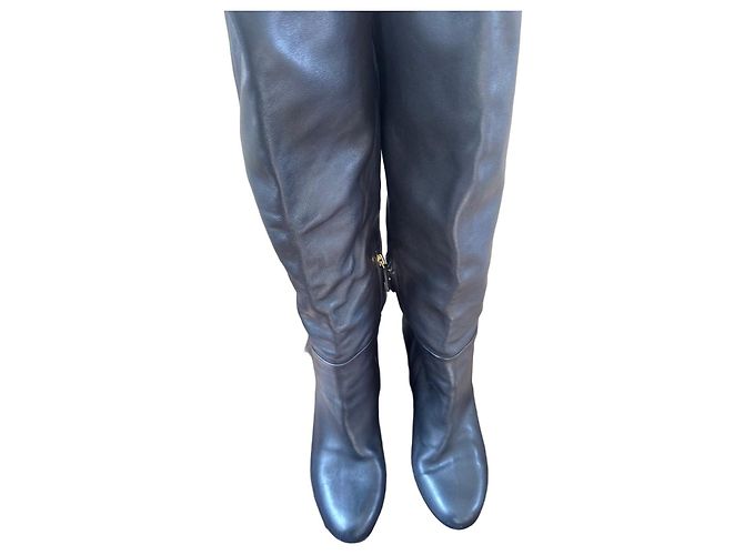 Botas altas de cuero negro Gucci