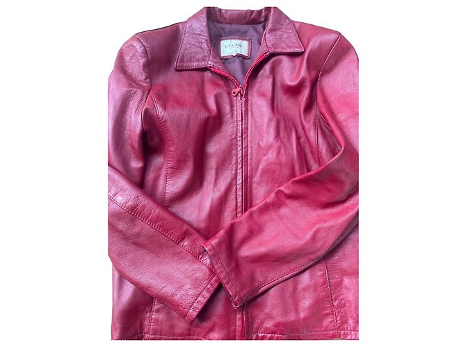 Autre Marque Rote Leder biker Jacke