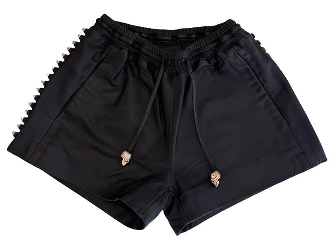 Philipp Plein Leder Shorts Schwarz