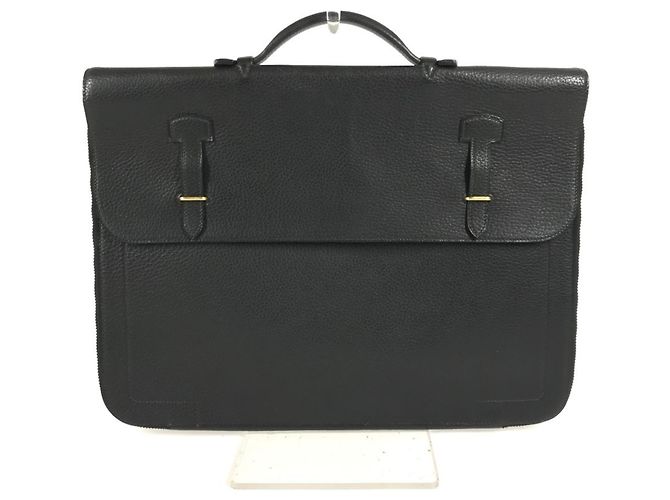 Sac à main vintage Serviette Hermès Noir