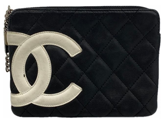 Chanel Cambon Lammleder Tasche Schwarz