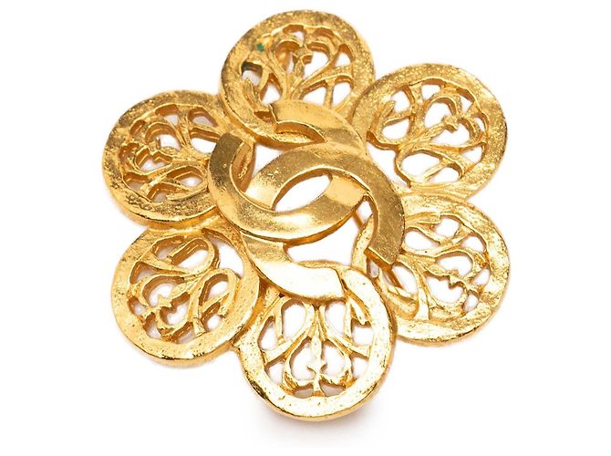 Broche Fleur Plaquée Or CC Or de Chanel Doré