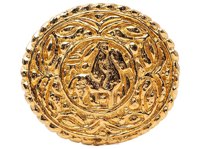 Chanel Goldplattierte Reiterbrosche Golden