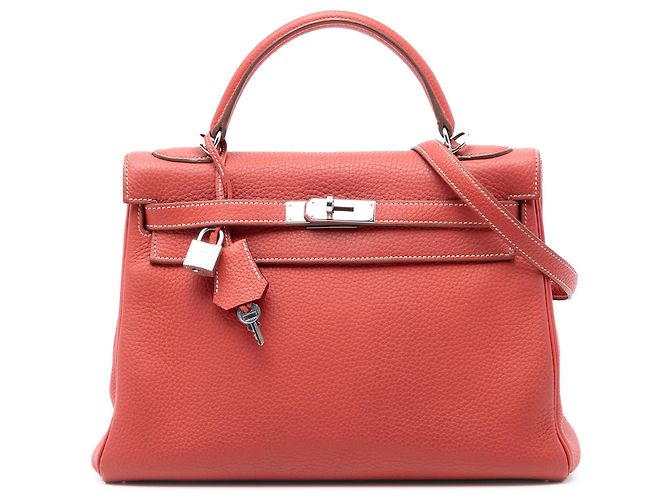 Hermès Orange Clemence Kelly II Retourne 32 Rouge