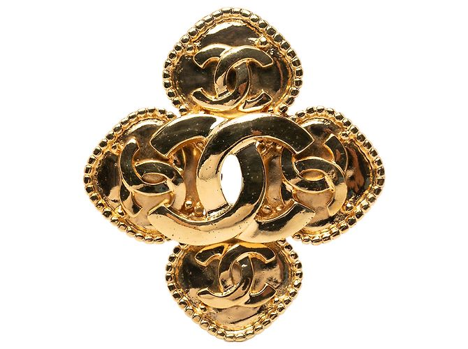 Broche Fleur Coco en Or Plaqué Chanel Doré