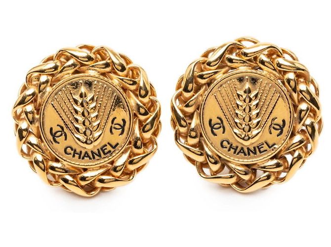 Orecchini Clip di Grano e Riso Chanel D'oro 