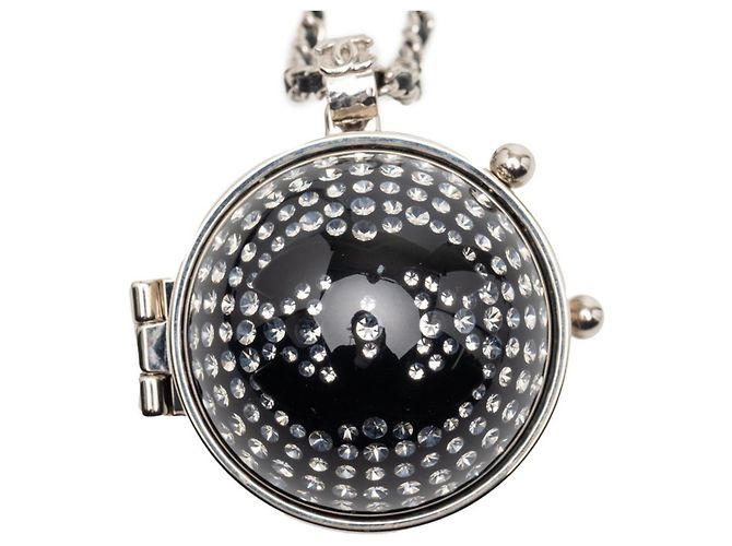 Collar Espejo de Strass Chanel Coco Mark Negro Plata
