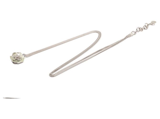 Cinturón de cadena con marca Coco Camelia de strass de Chanel Plata Azul