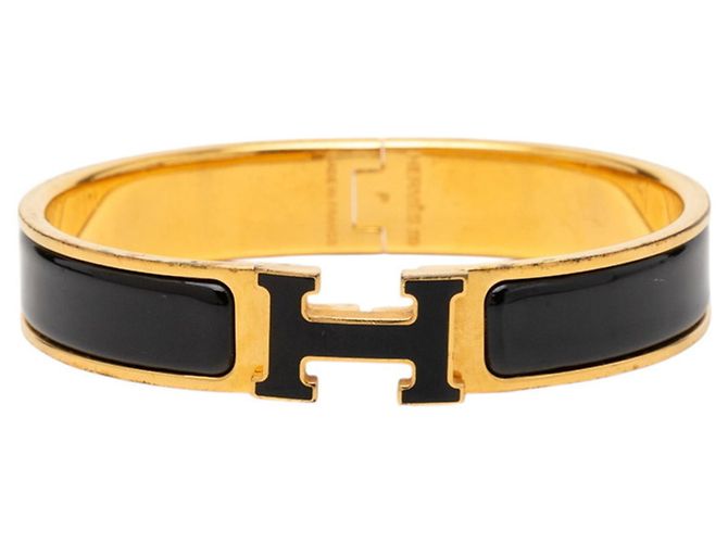 Hermès Click H PM Glitzerarmband Schwarz Golden