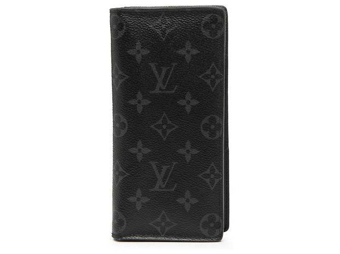Cartera Larga Brazza Monogram Eclipse Louis Vuitton Castaño Negro
