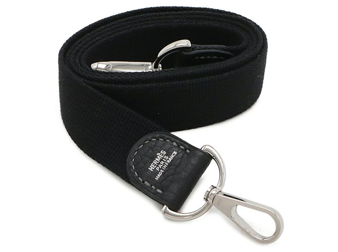 Garden Hermès Hermes Black Canvas and Leather Shoulder Strap