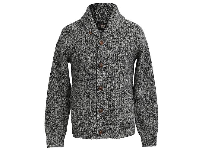 Grau Wollstrickjacke mit Schalkragen RRL von Ralph Lauren