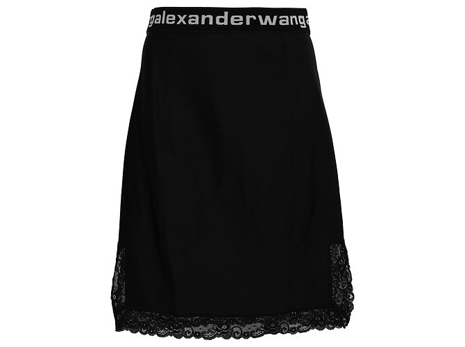Alexander Wang Schwarz Polyamid Rock mit Spitzenbesatz T von Alexander