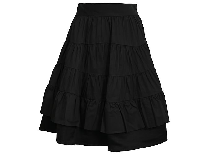 Falda Mini con Volantes Sandro en Algodón Negro