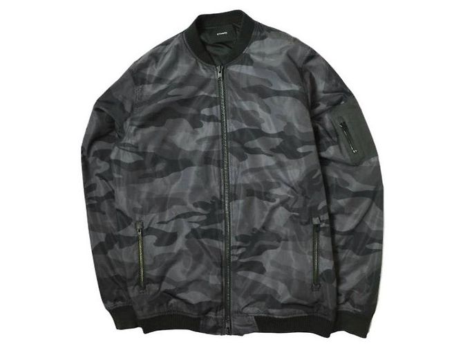 Autre Marque Giacca imbottita con zip tecnica camouflage STAMPD Nero