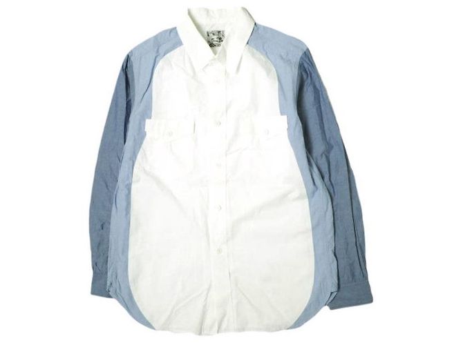 Autre Marque Camisa de algodão com gradiente de manchas de tinta Branco Azul
