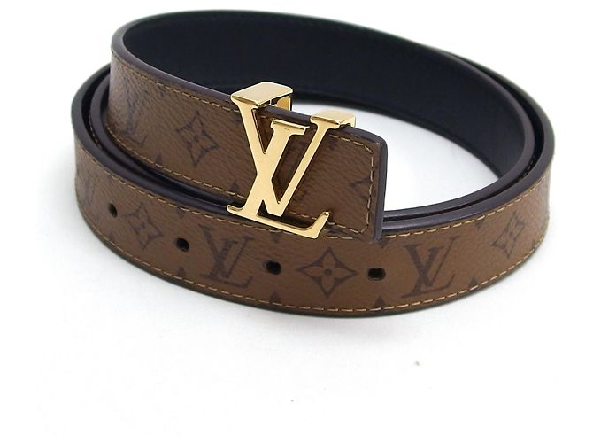 Cinto LV Initial Monogram Reverse Louis Vuitton Marrom Preto Castanho escuro