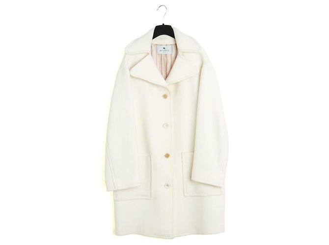 Etro 2023 Oversized Coat FR36 Ecru Wool Mid Season Coat UK8 US6 NWT