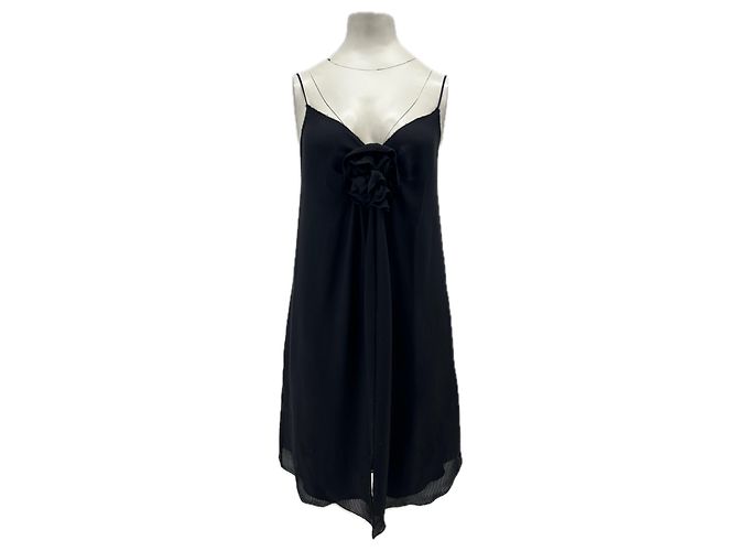 L'Agence Schwarzes Kleid mit Seidenblume
