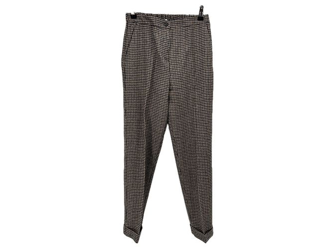 Autre Marque Calça de lã xadrez Marrom