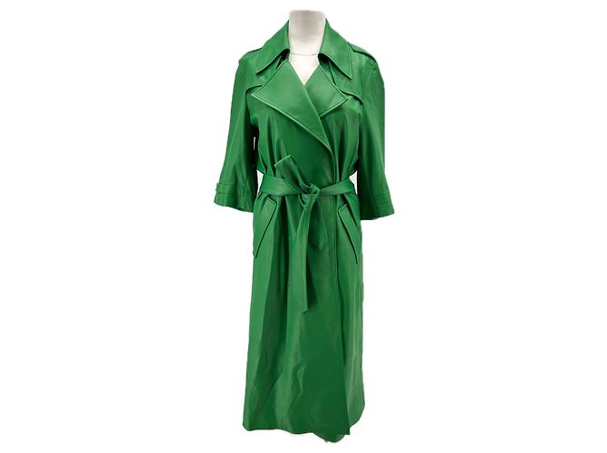 Autre Marque Trench de couro verde ZEYNEP ARCAY